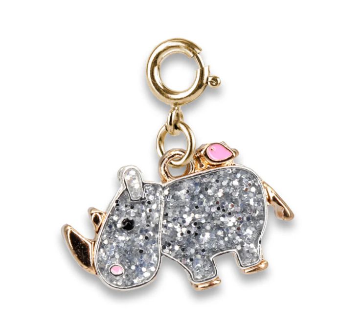 Gold Glitter Rhino Charm