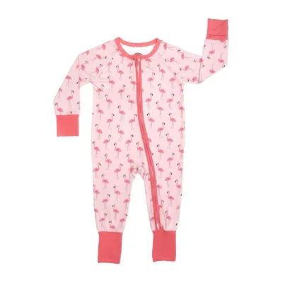 Fancy Flamingos Pink Bamboo PJs 0-3 Convertible