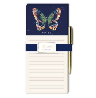 Garden Butterfly Magnetic  list with pen