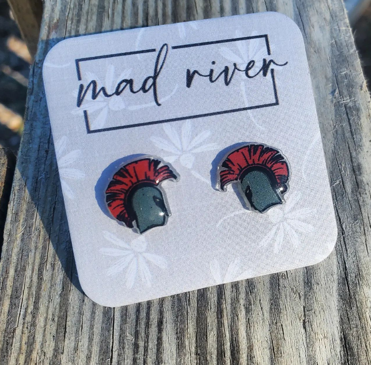 Spartan helmet earrings