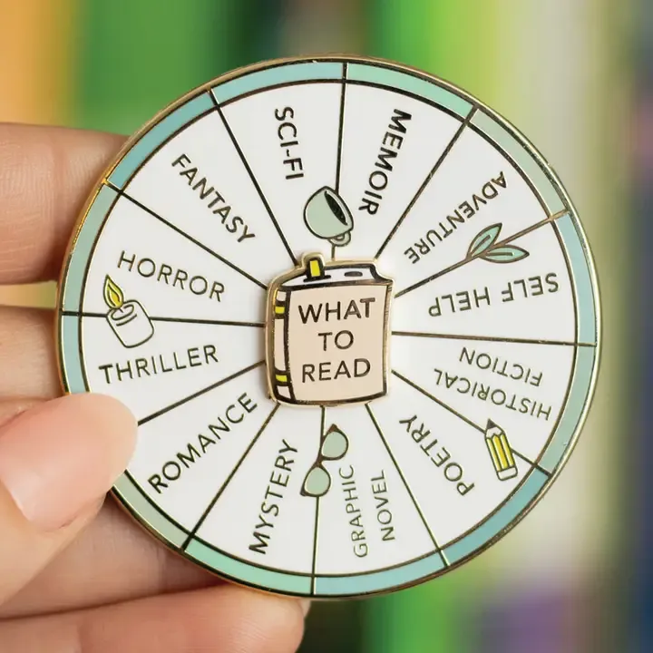 What To Read Spinning Enamel Pin, Interactive Pin