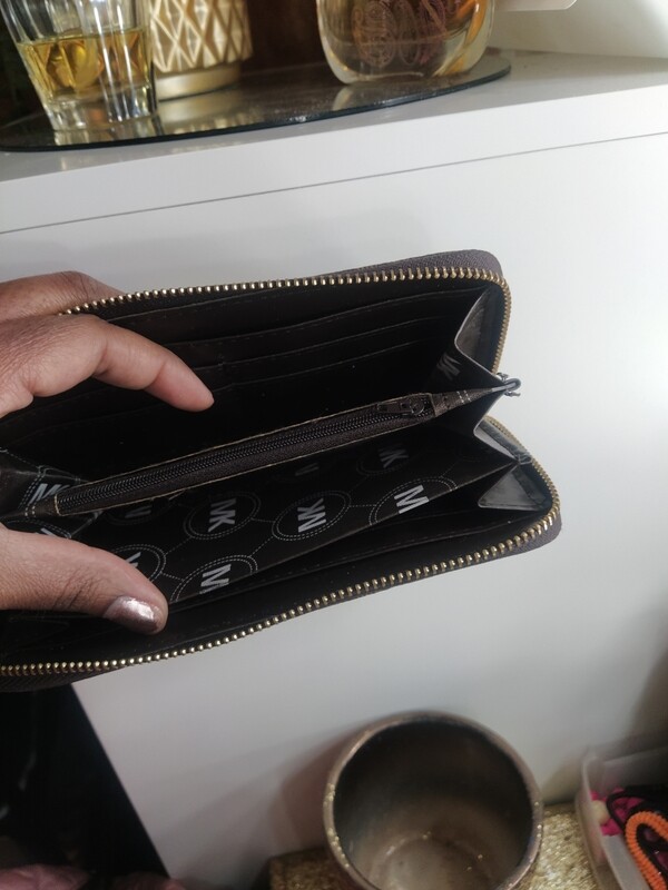 Brown MK inspired long zippy wallet
