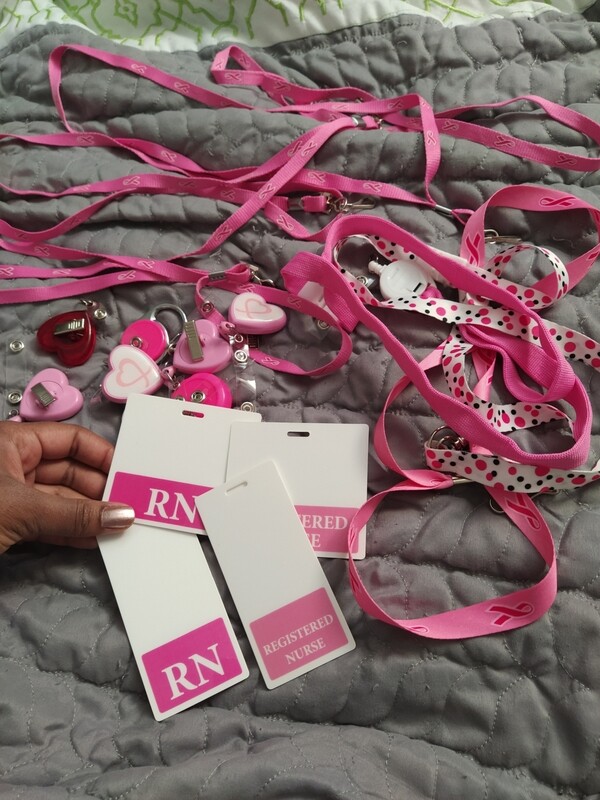 Small breast cancer awareness lanyard