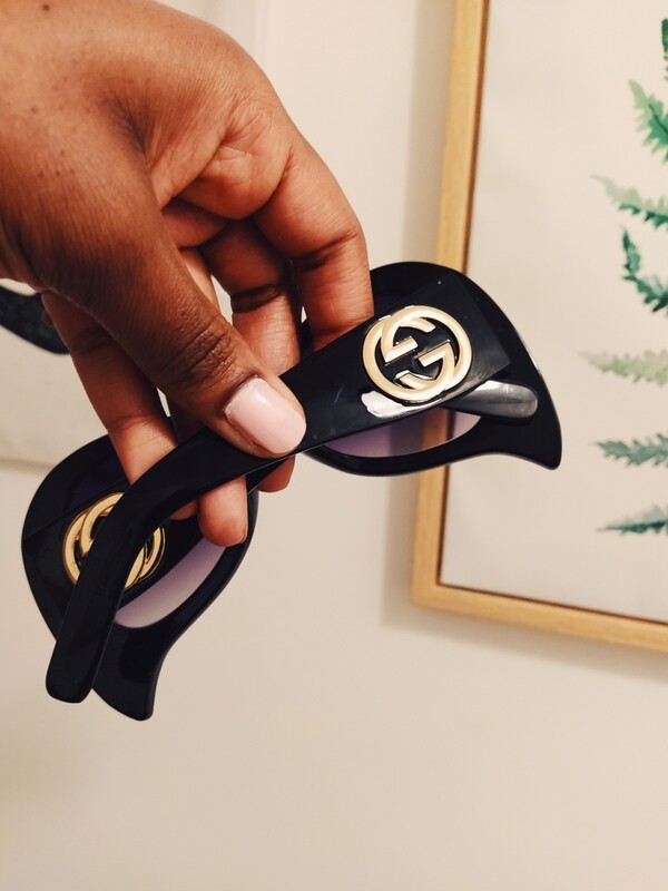 black reverse cat eye GG sunglasses
