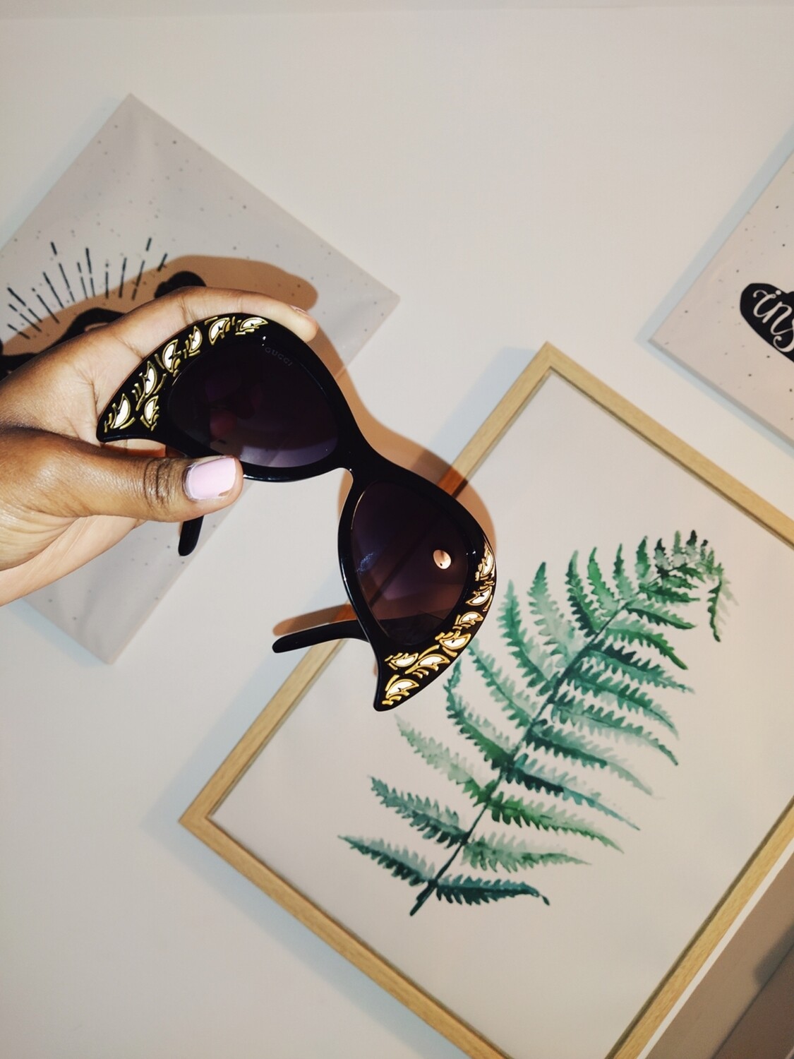 black reverse cat eye GG sunglasses