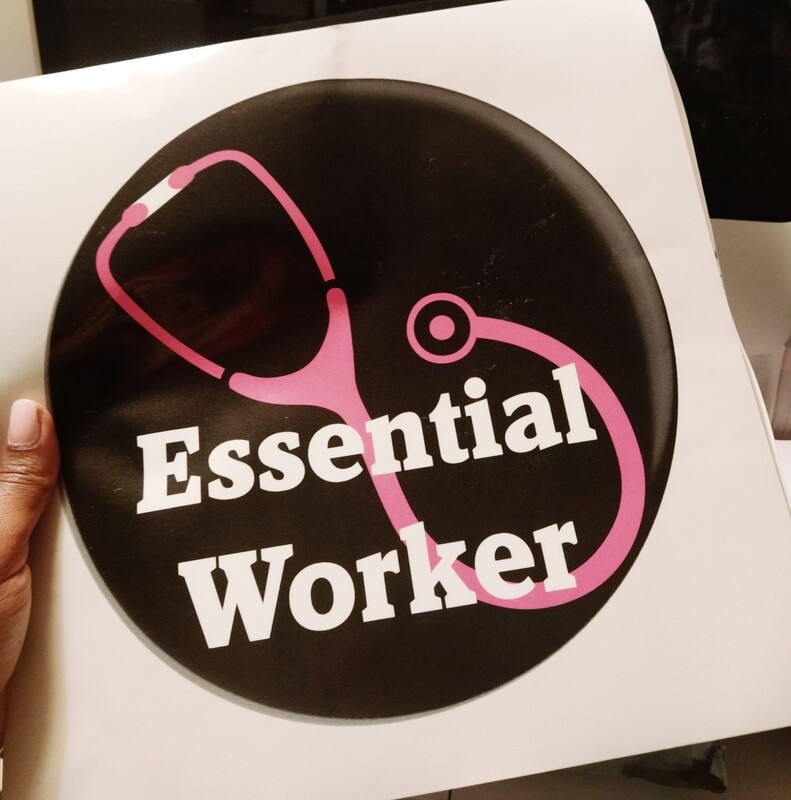 Large essential worker car decal