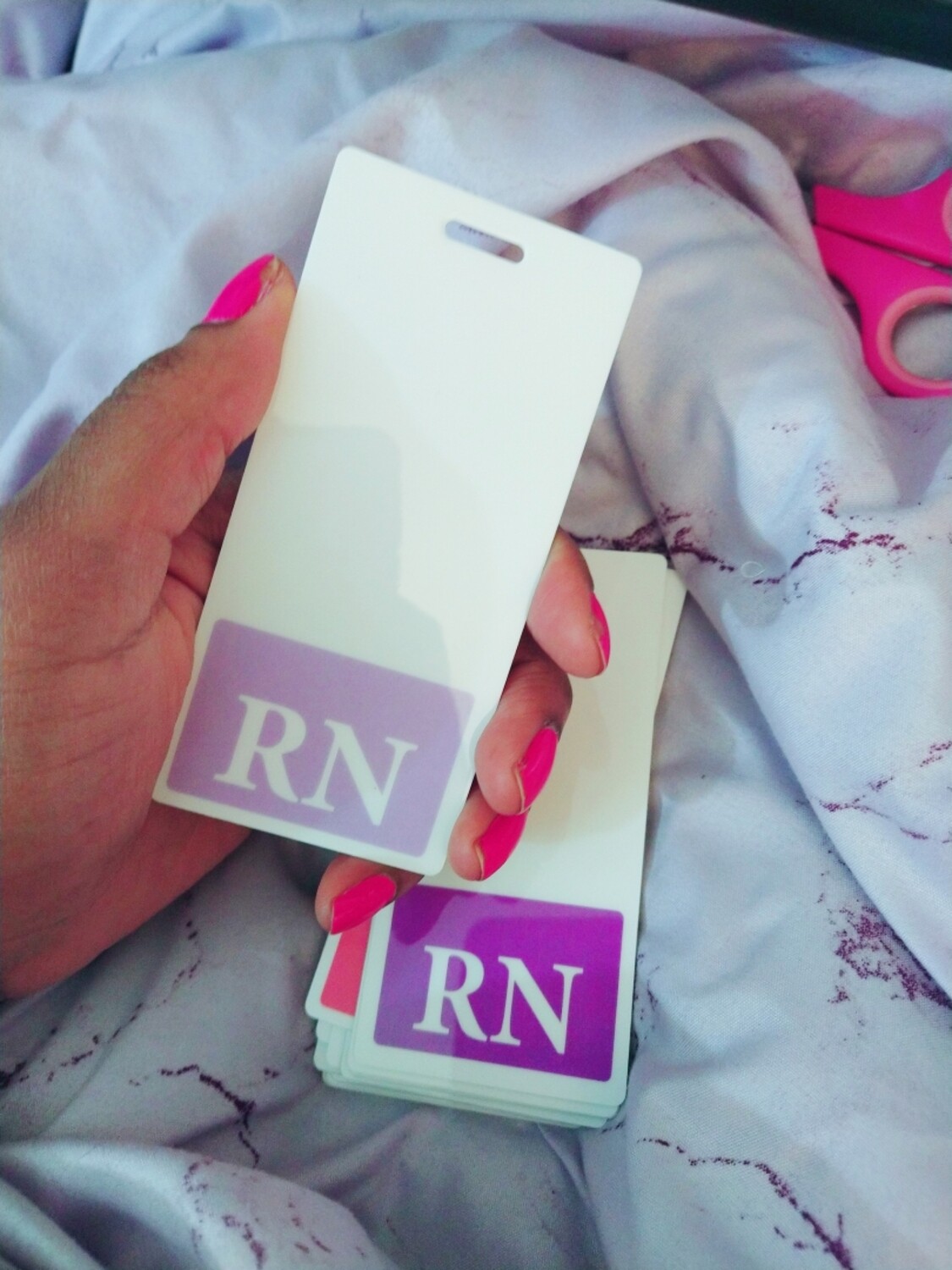 RN, LPN, PAB, (vertical ID tags)