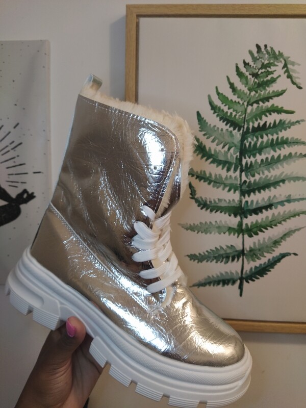 Silver winter boots