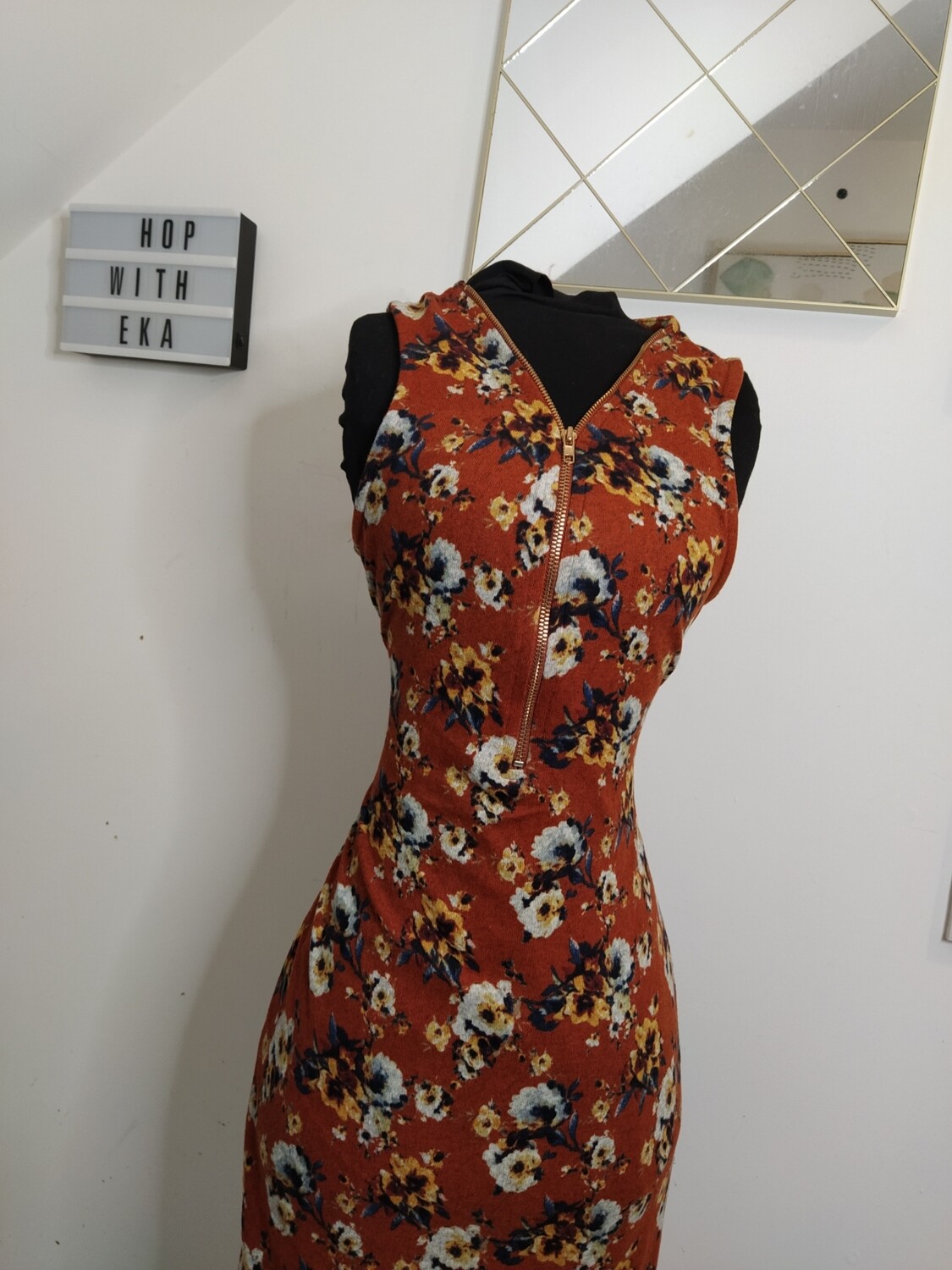 Burnt orange floral summer dress