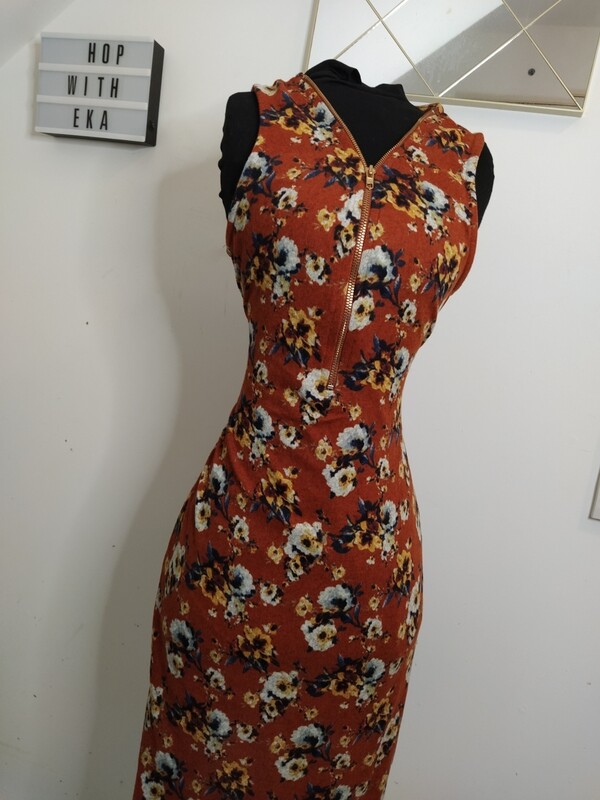 Burnt orange floral summer dress