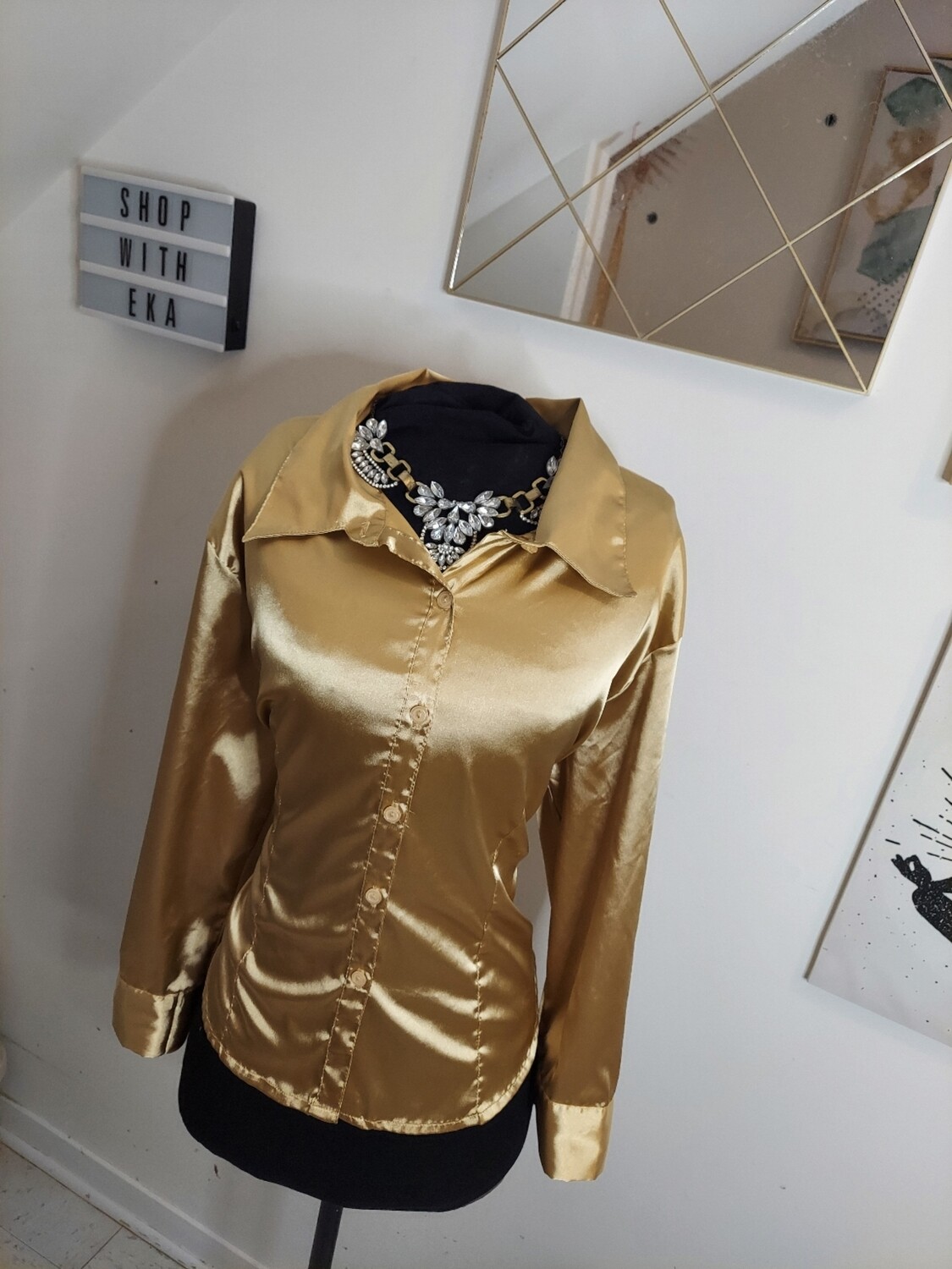 Gold button up shirt