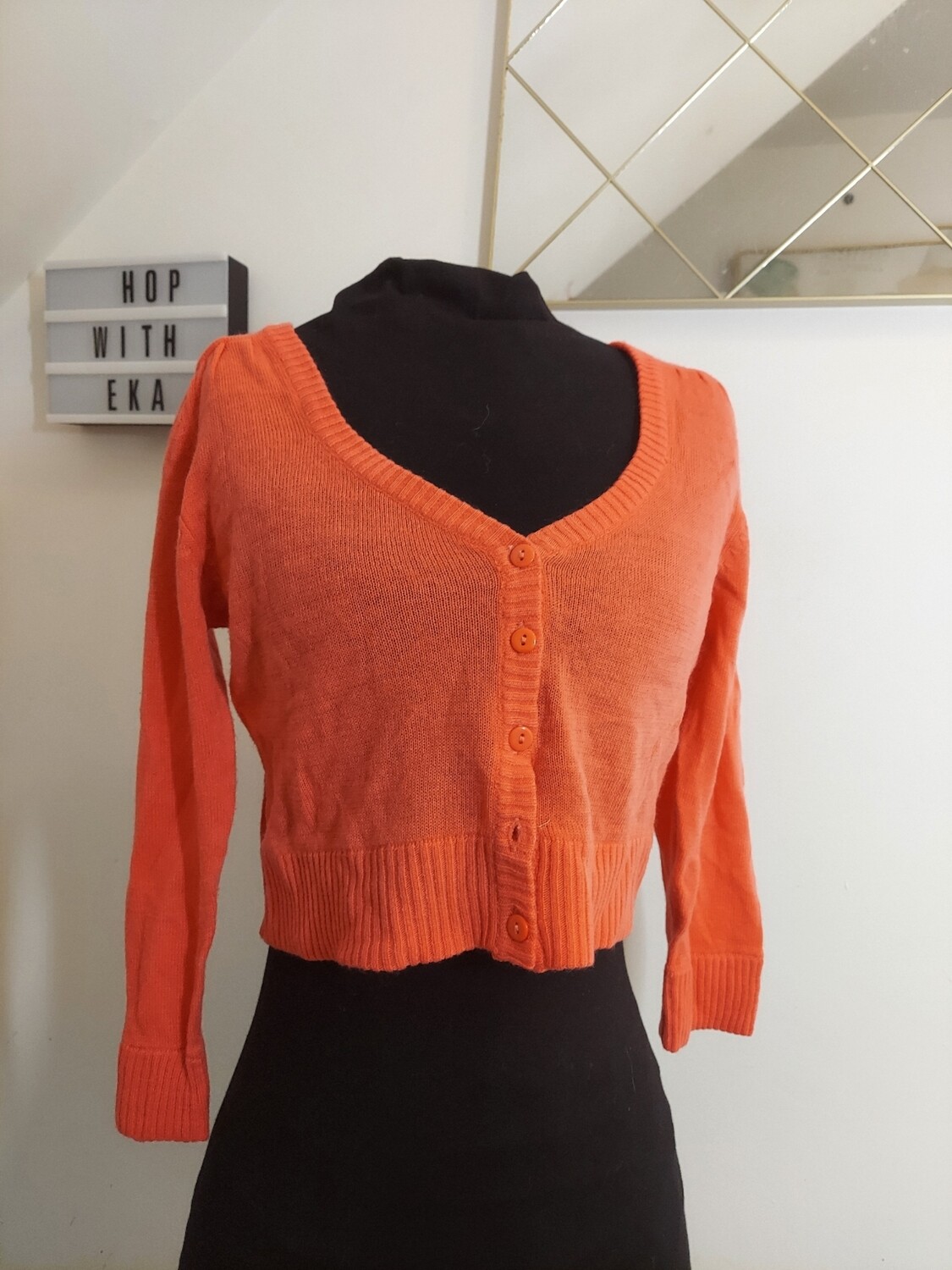 Salmon button crop top