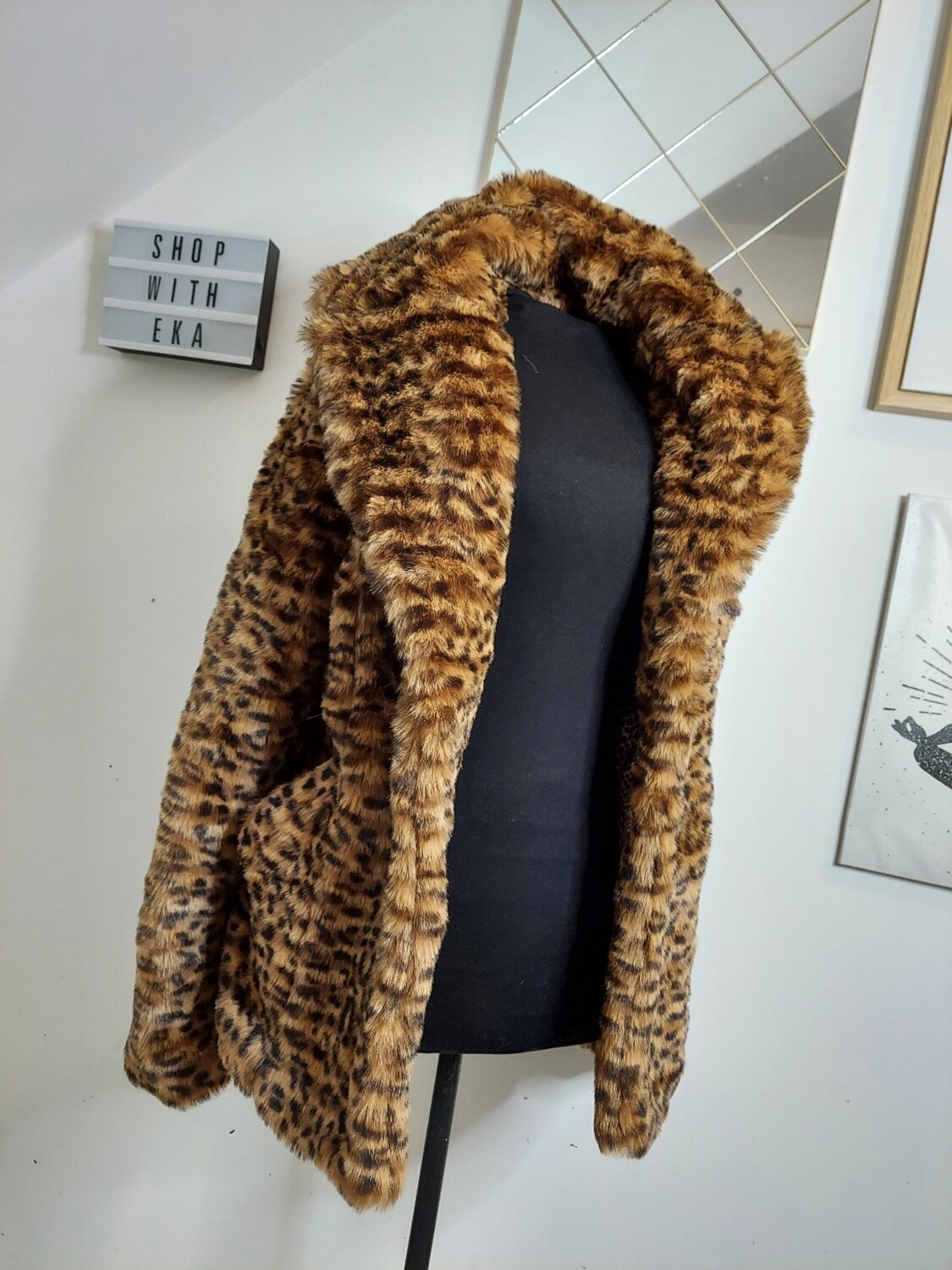Leopard faux fur jacket