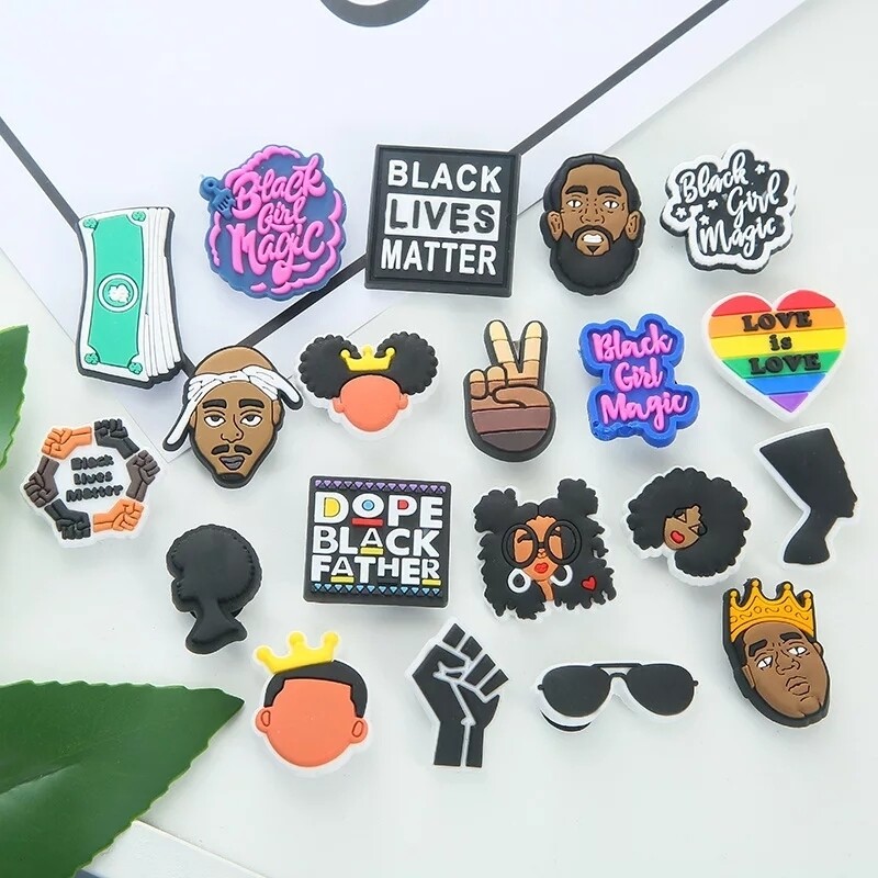 Black culture croc charms (pack of 5)