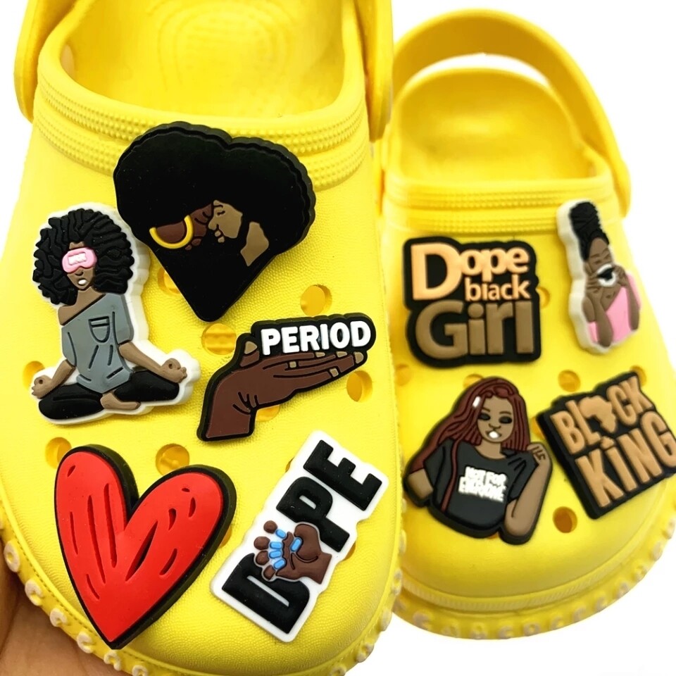 Black girl magic croc charms (pack of 5)