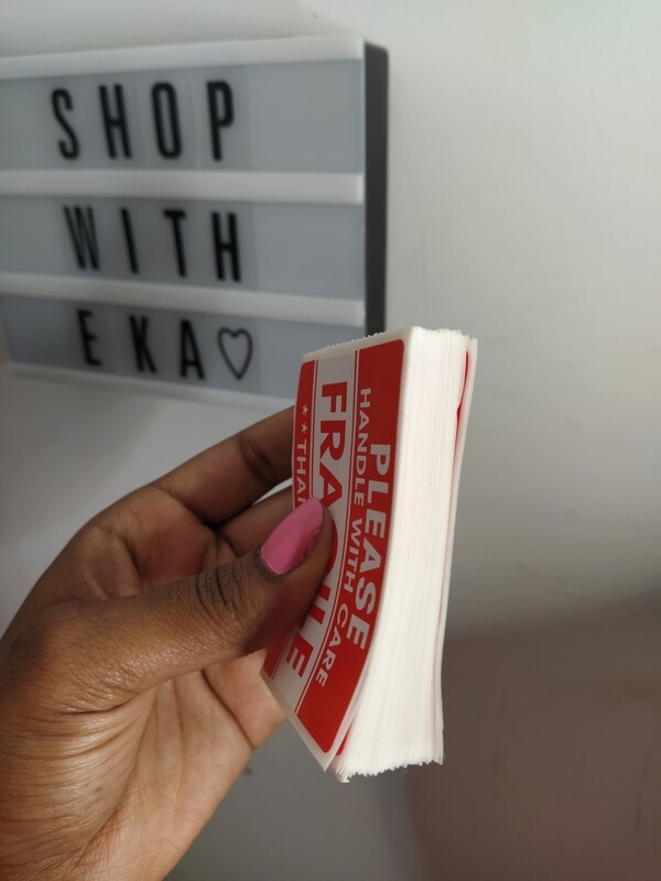 100 red fragile stickers (ADD ON ITEM)