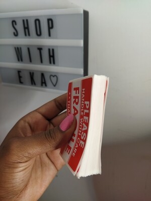 100 red fragile stickers (ADD ON ITEM)