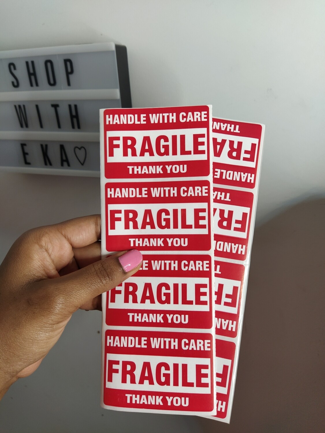 47 red fragile stickers (ADD ON ITEM)