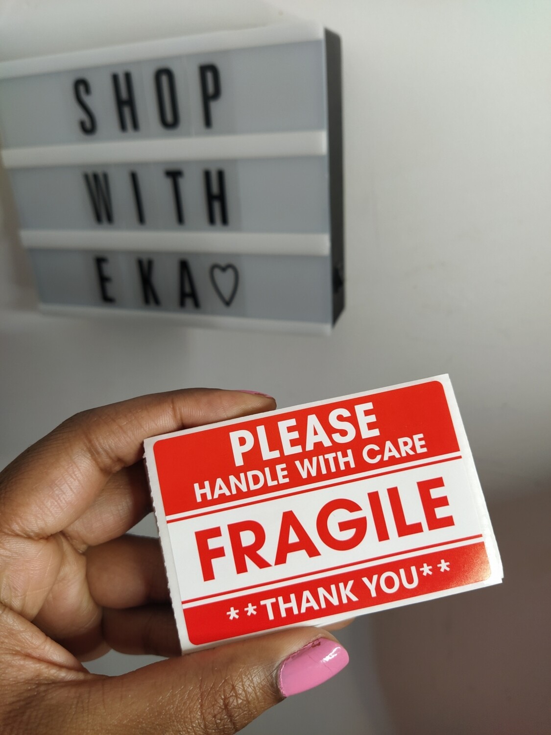 100 red fragile stickers (ADD ON ITEM)