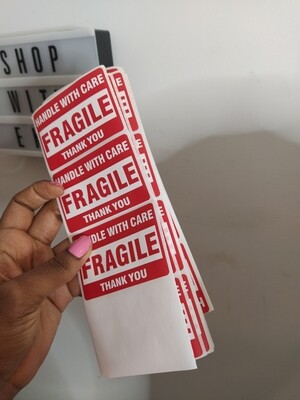 47 red fragile stickers (ADD ON ITEM)