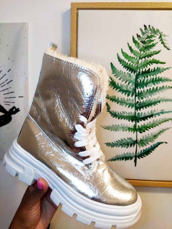 Silver winter boots