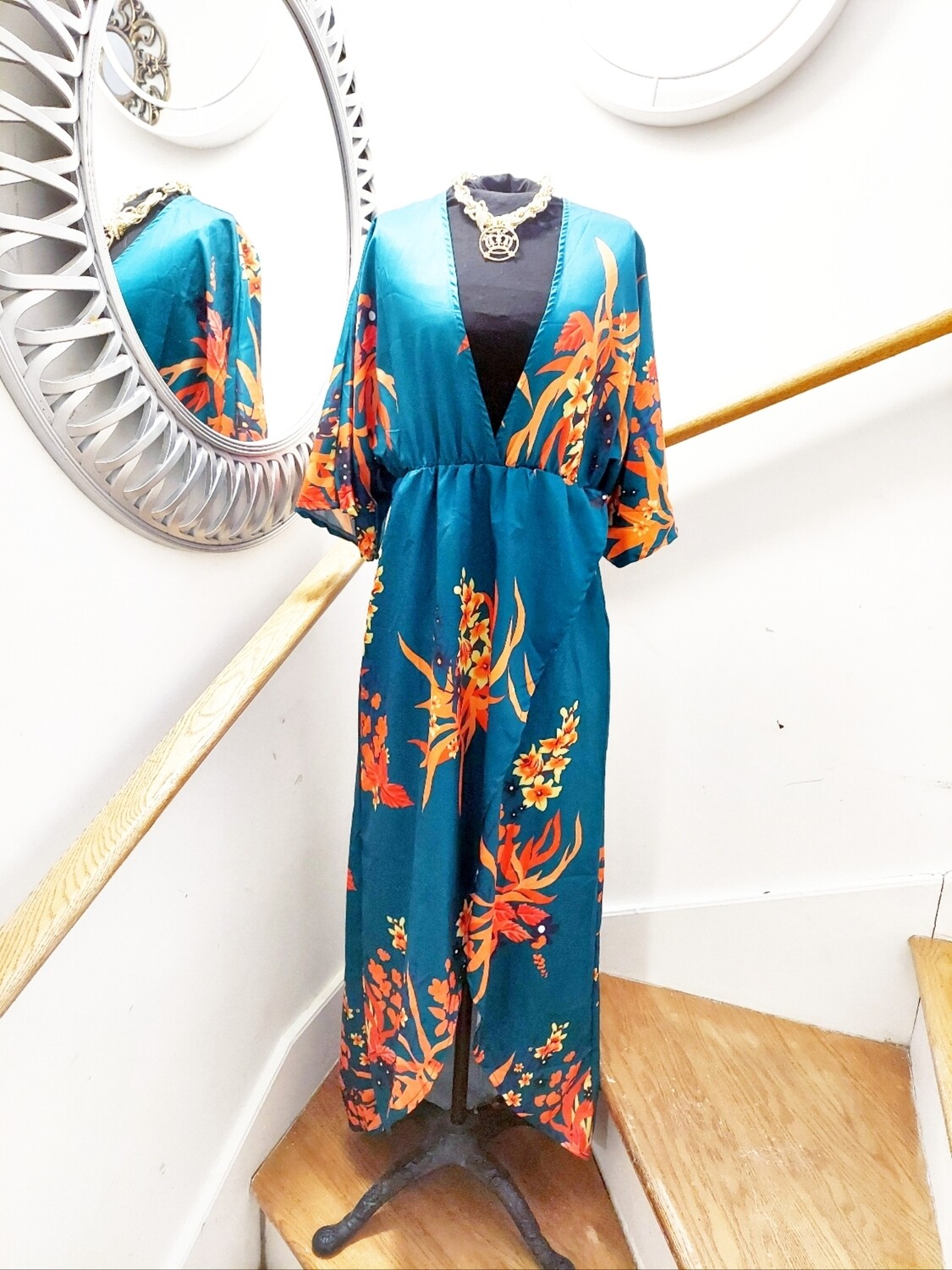 Used blue floral kimono dress