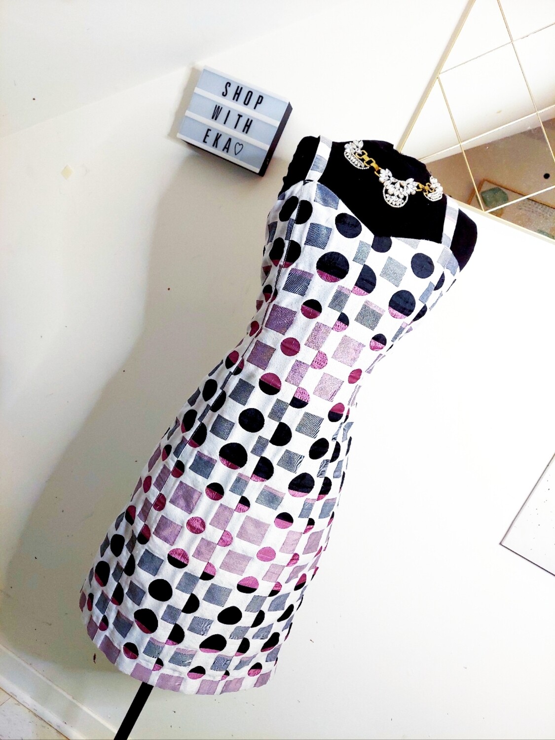 used white block dress