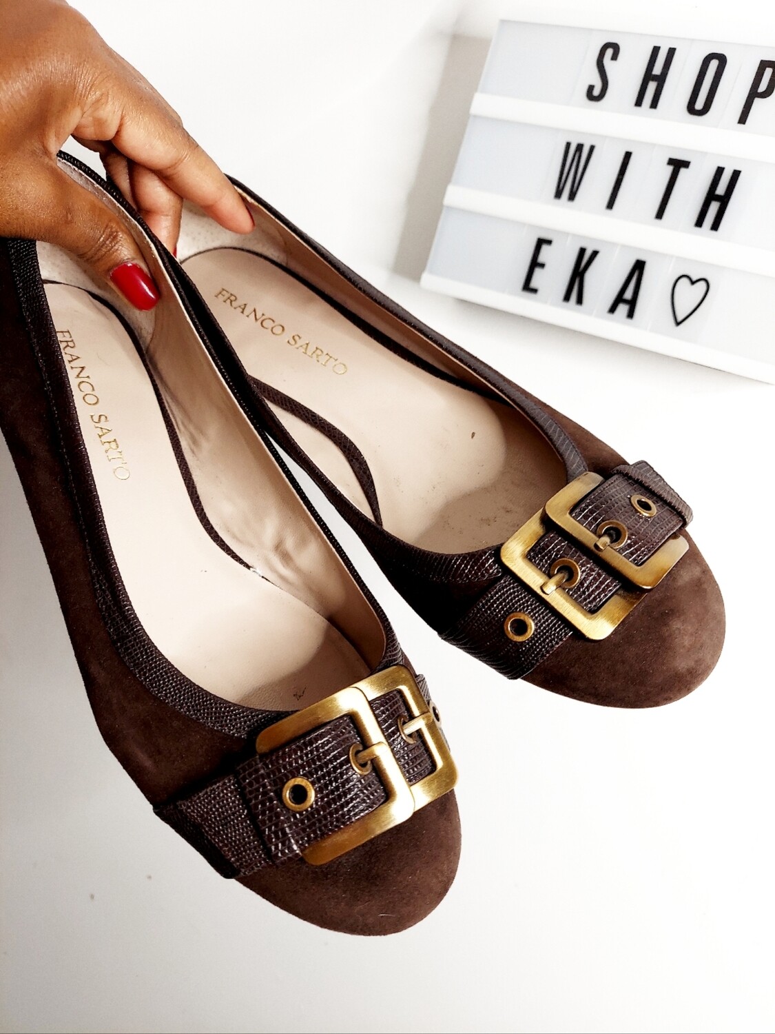 used brown suede leather flats 10.5