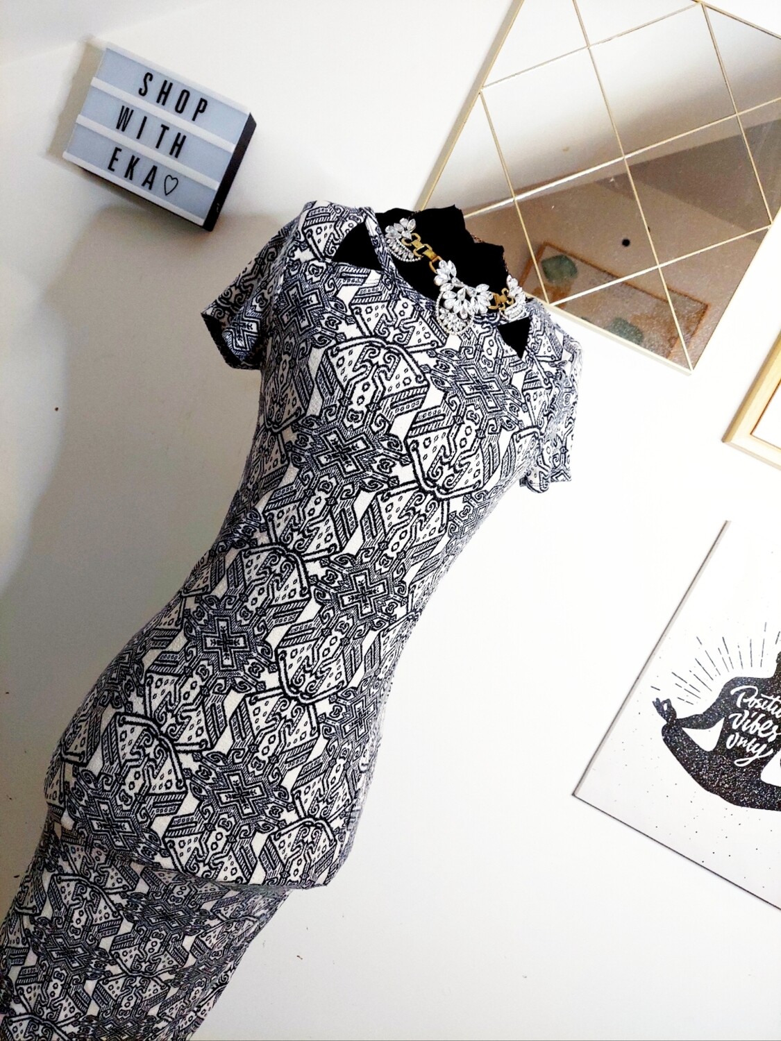 used egyptian pattern dress