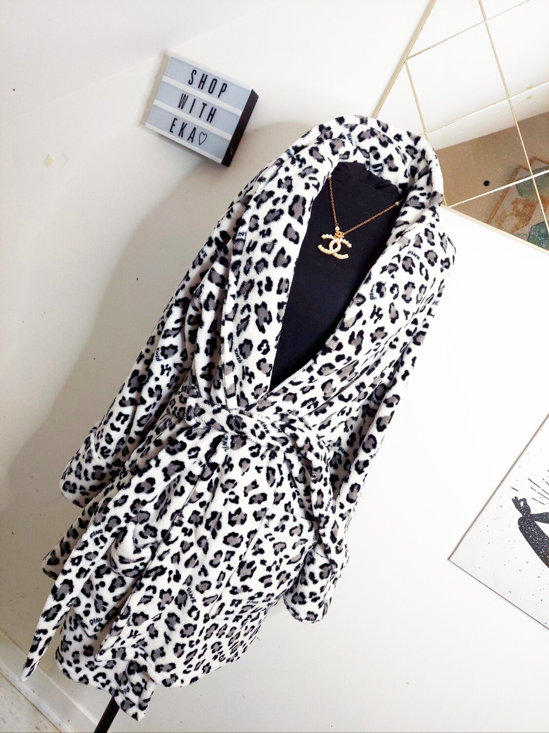 Used leopard print robe