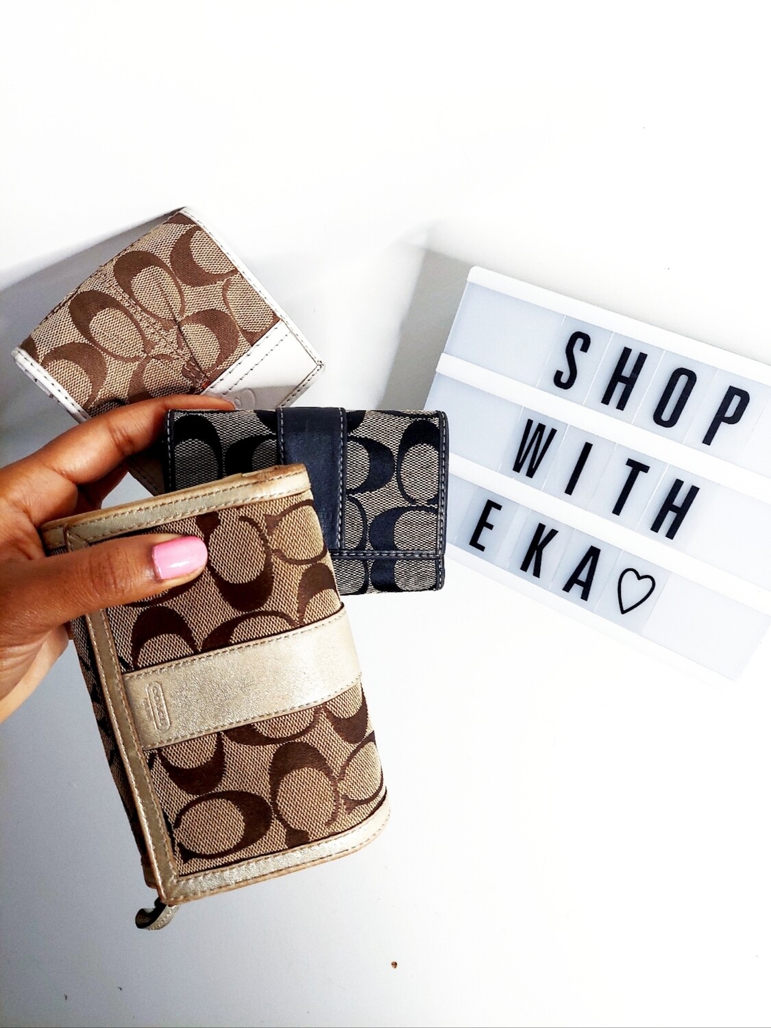 set of 3 used coach wallets