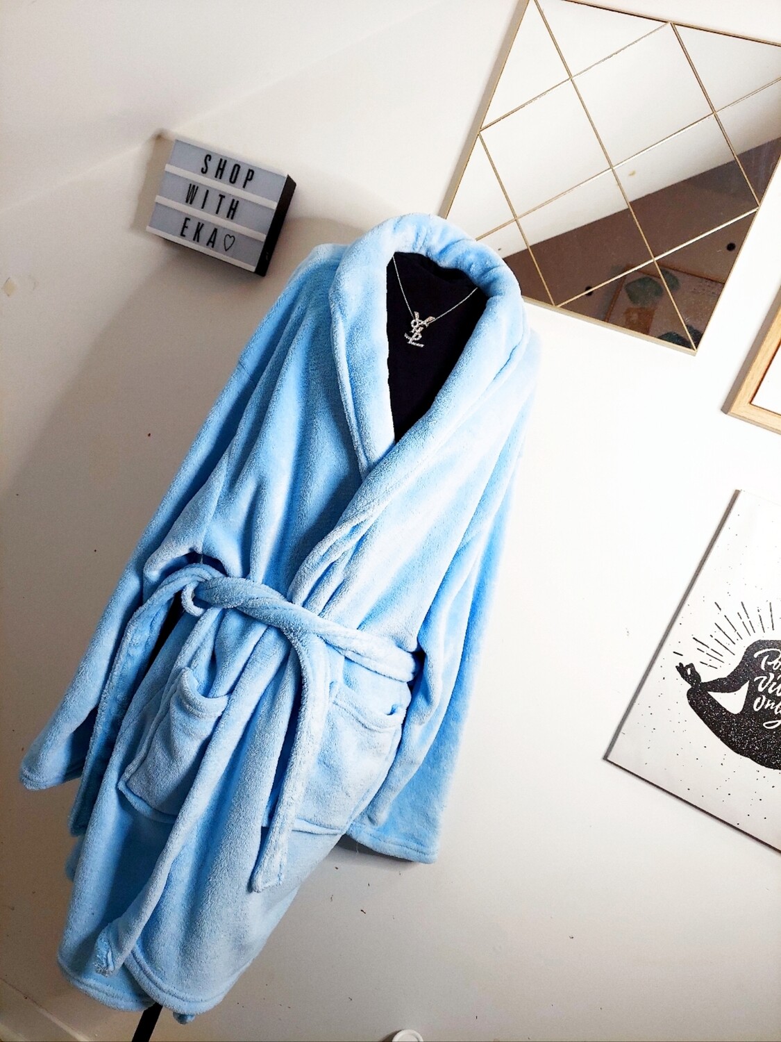 used baby blue robe