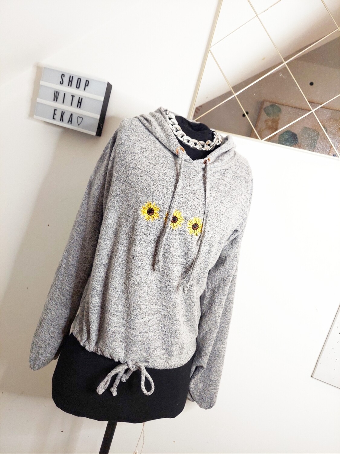 used grey crop hoodie