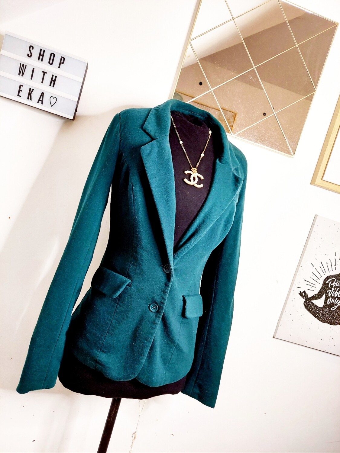 used forest green blazer