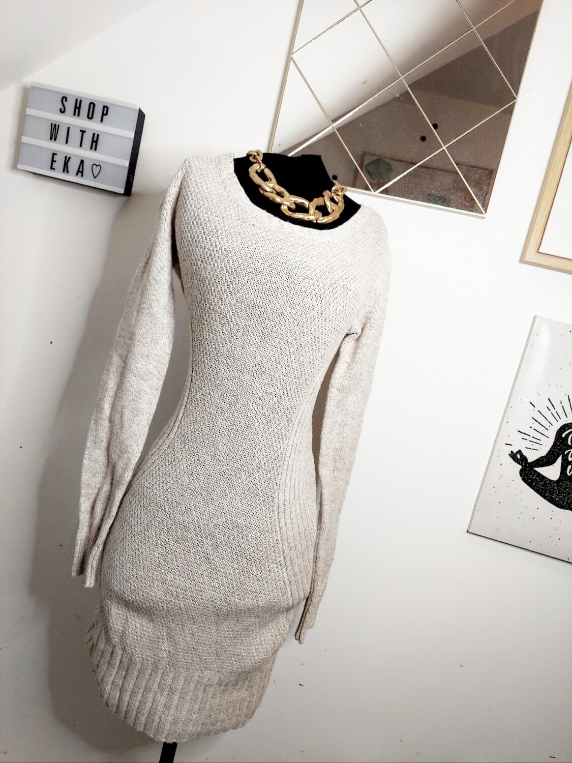 used beige sweater dress