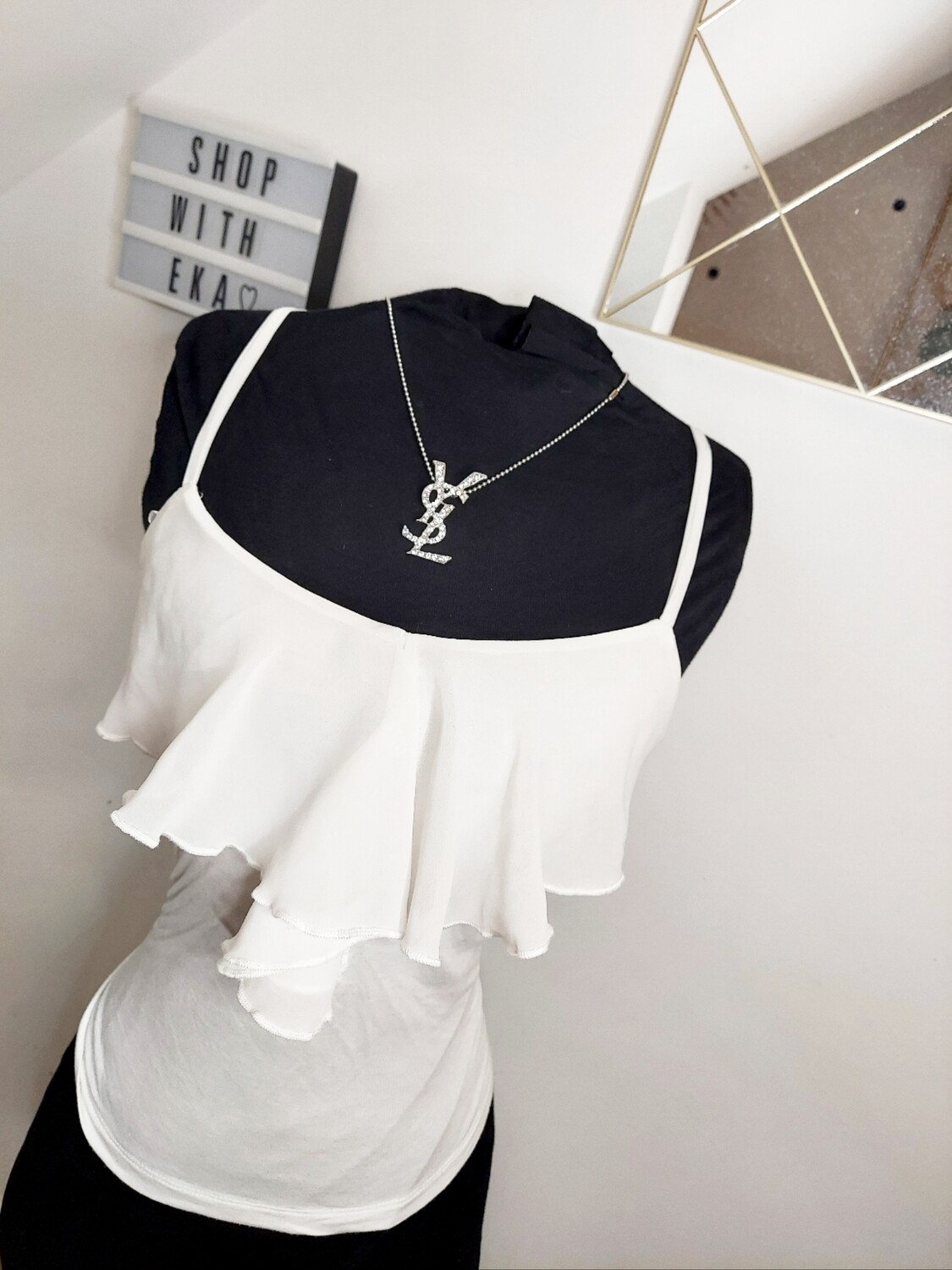 used white peplum camisole