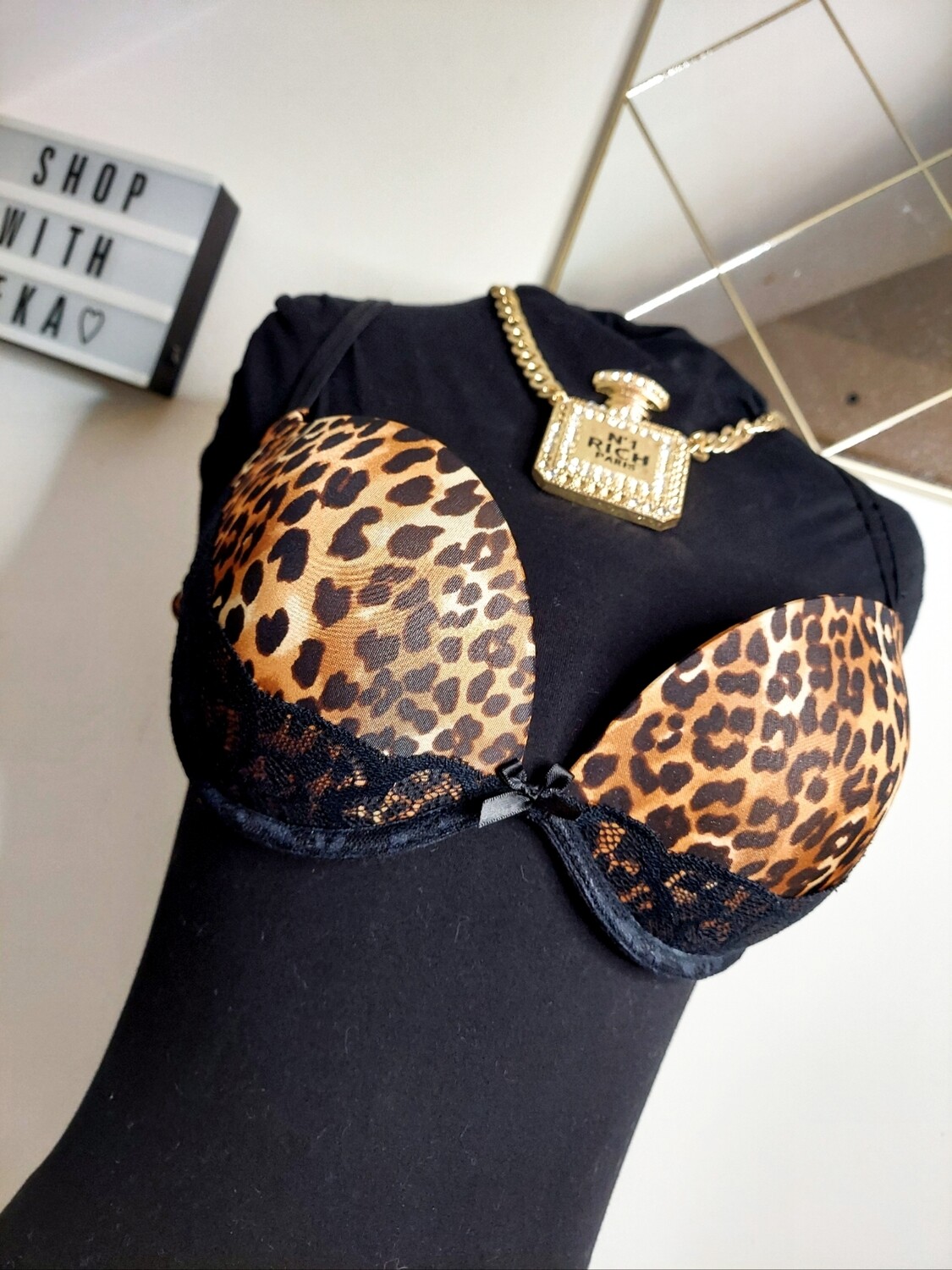 used leopard print bra 36B