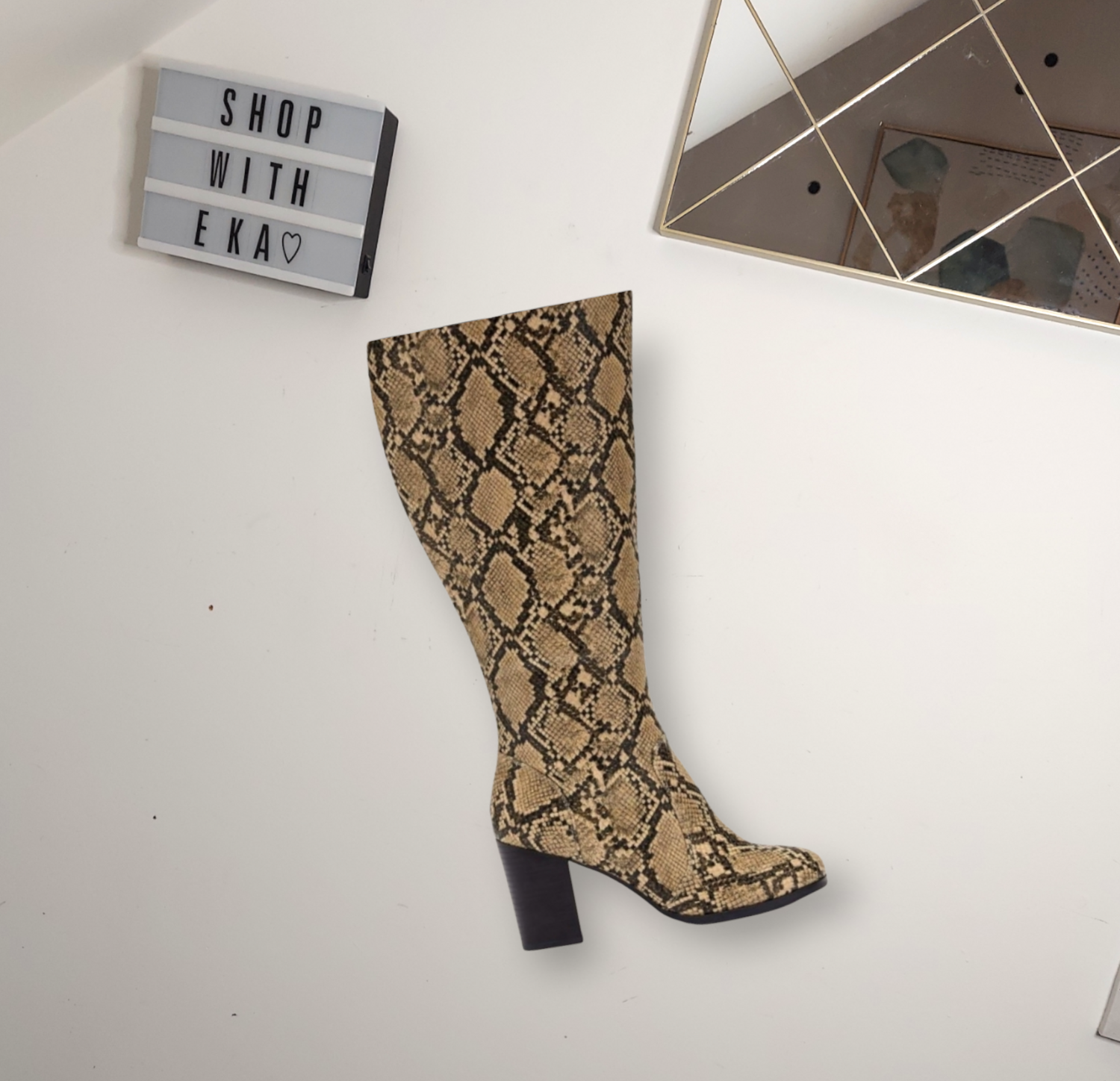 Size 10 wide snake print boots