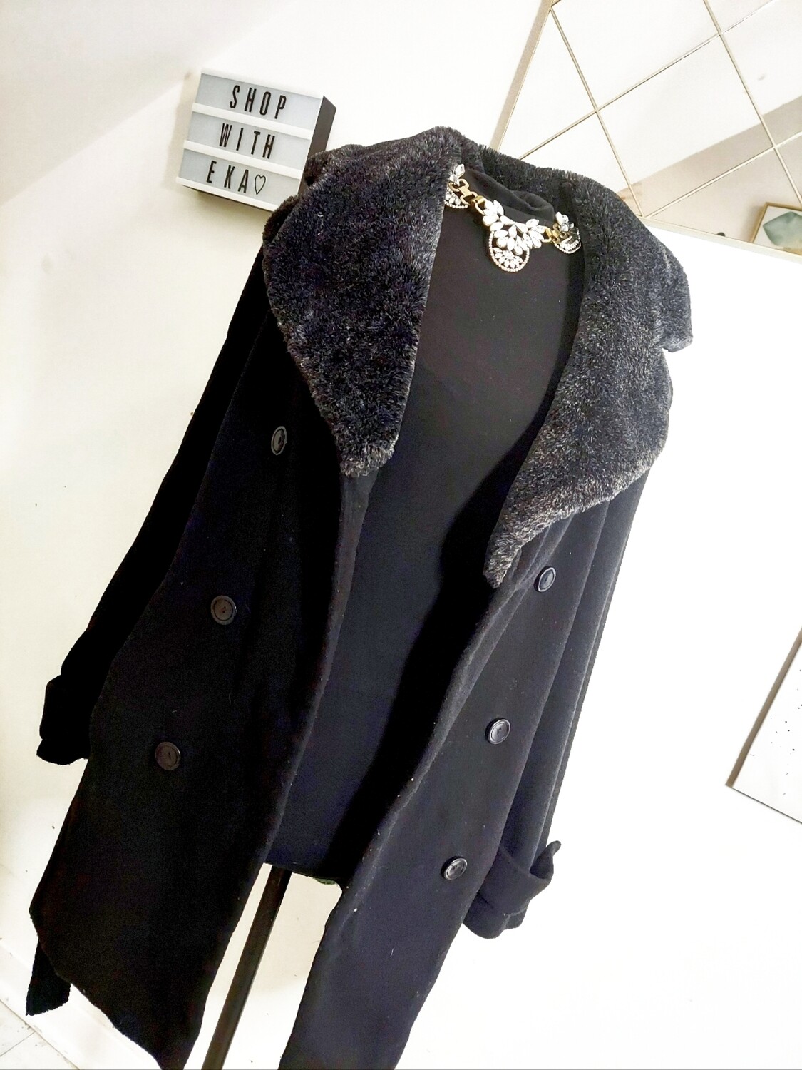 used black warm coat