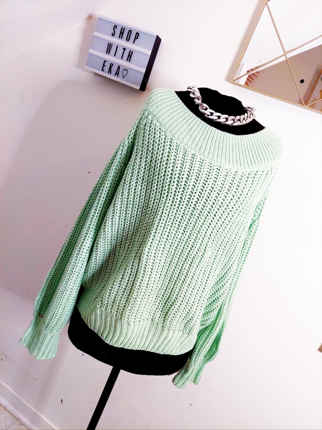 New mint green knit sweater