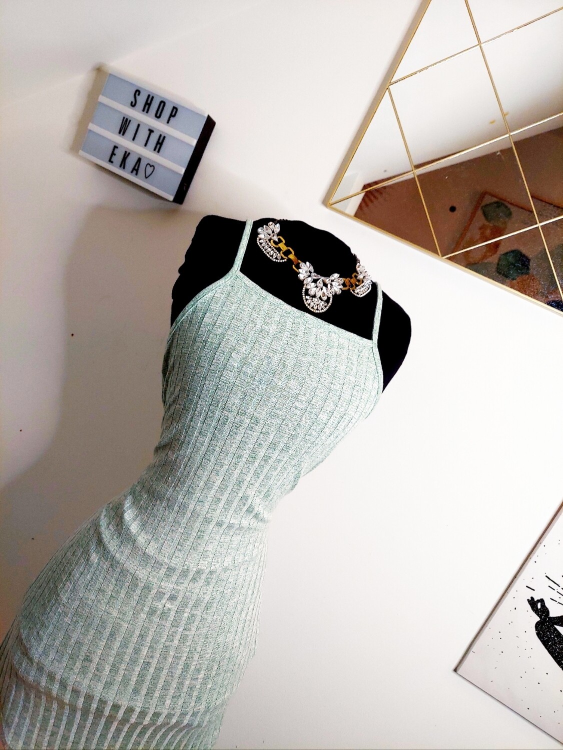 used mint green spaghetti strap dress