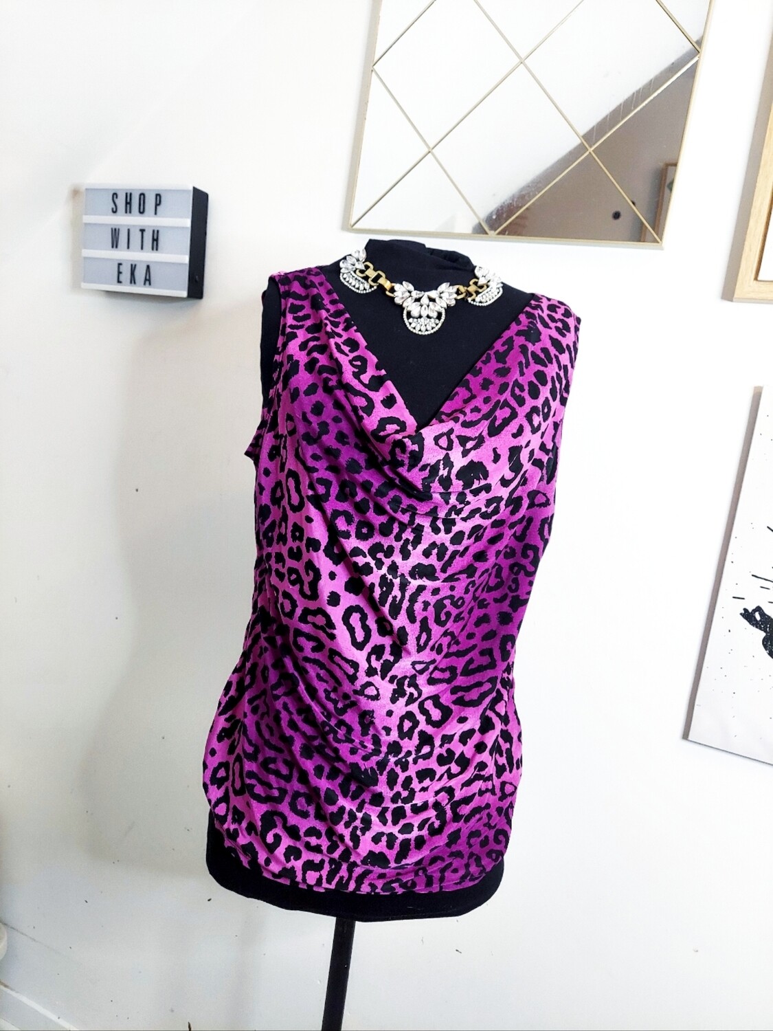 used purple leopard sleeveless top