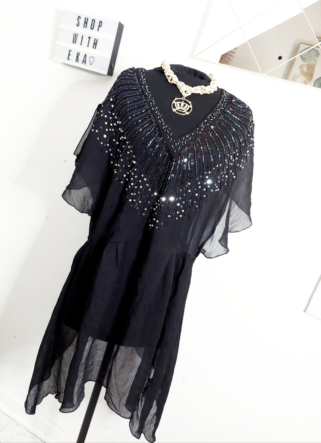 used black cover-up/shirt with sequins