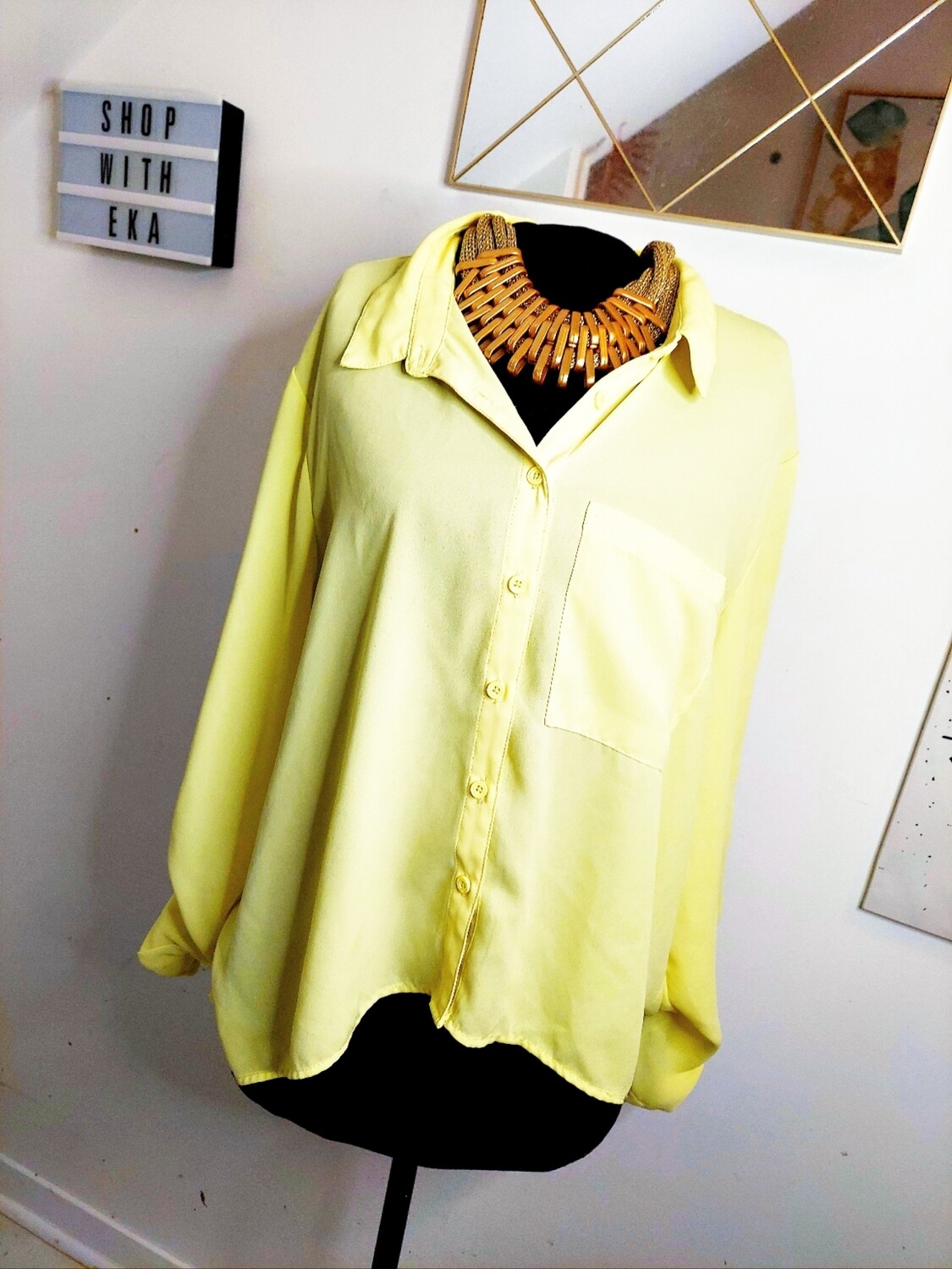 used yellow button up shirt
