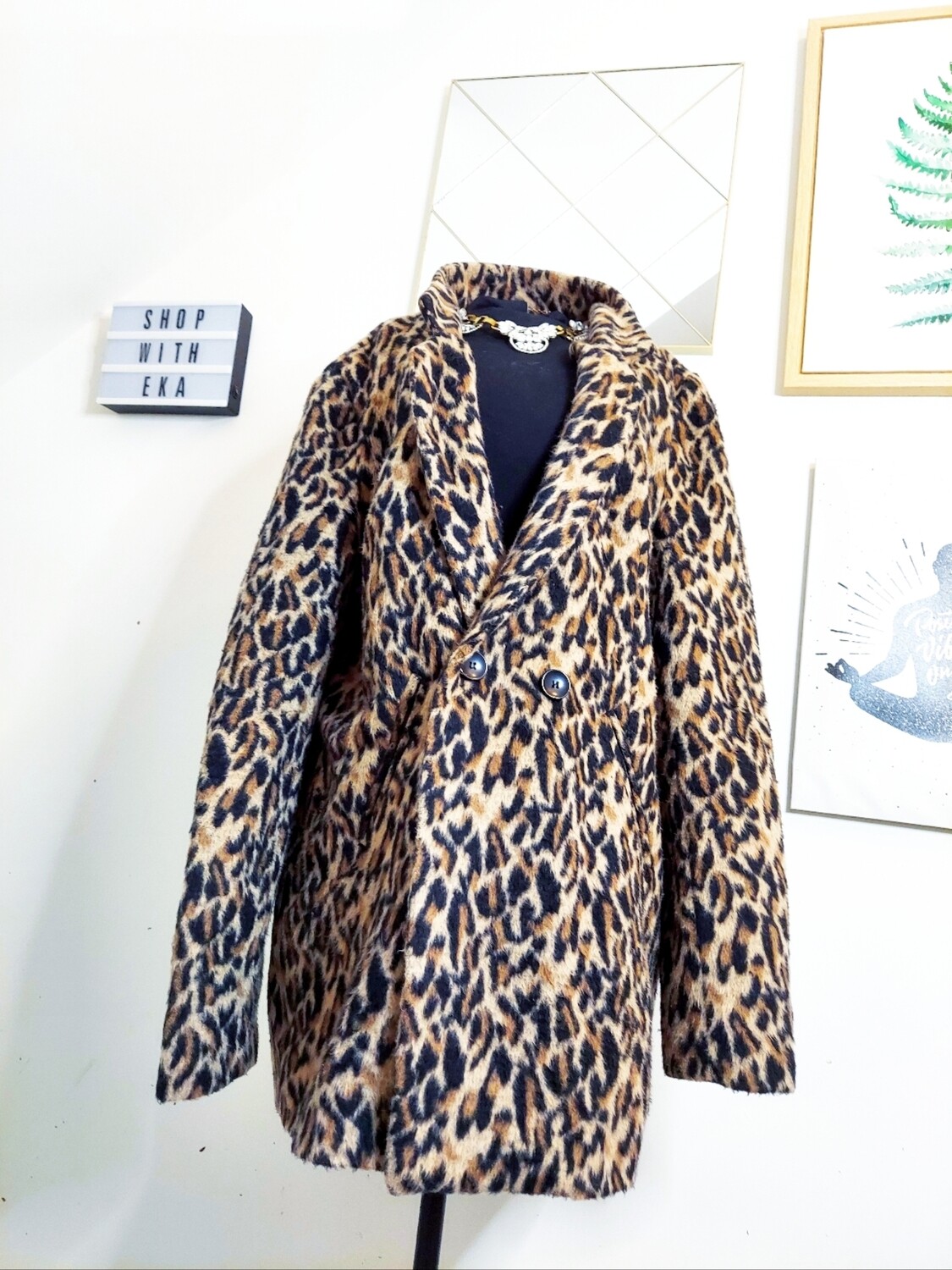 used warm leopard fall wool jacket