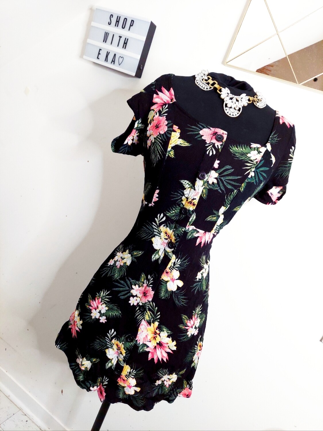 used floral black summer dress