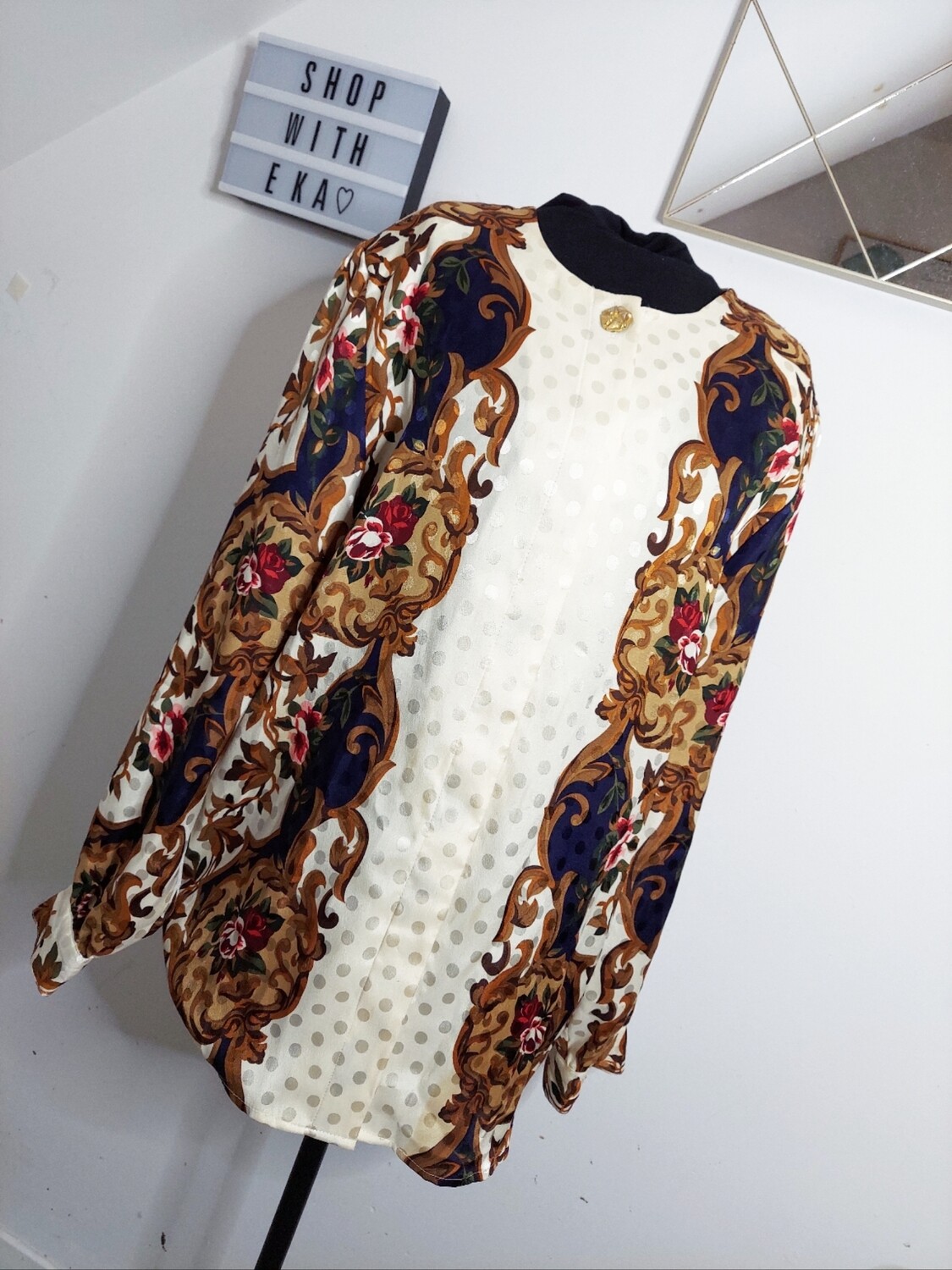 used vintage ivory button up blouse