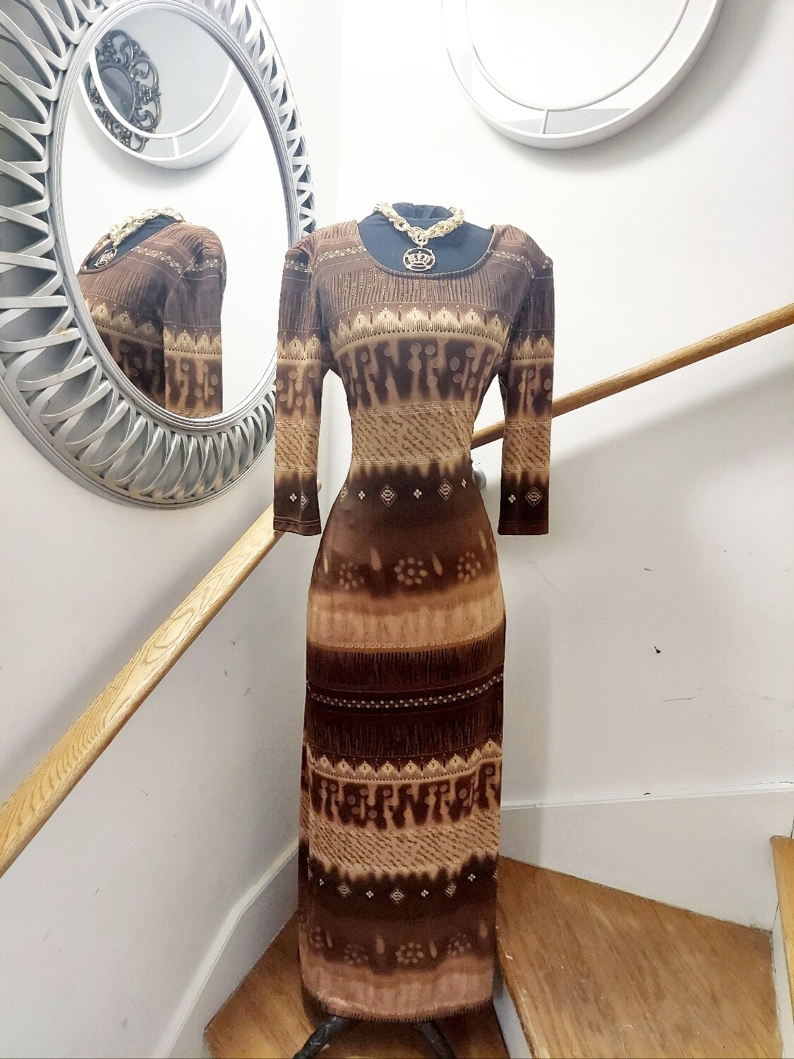 used long-sleeved brown maxi dress