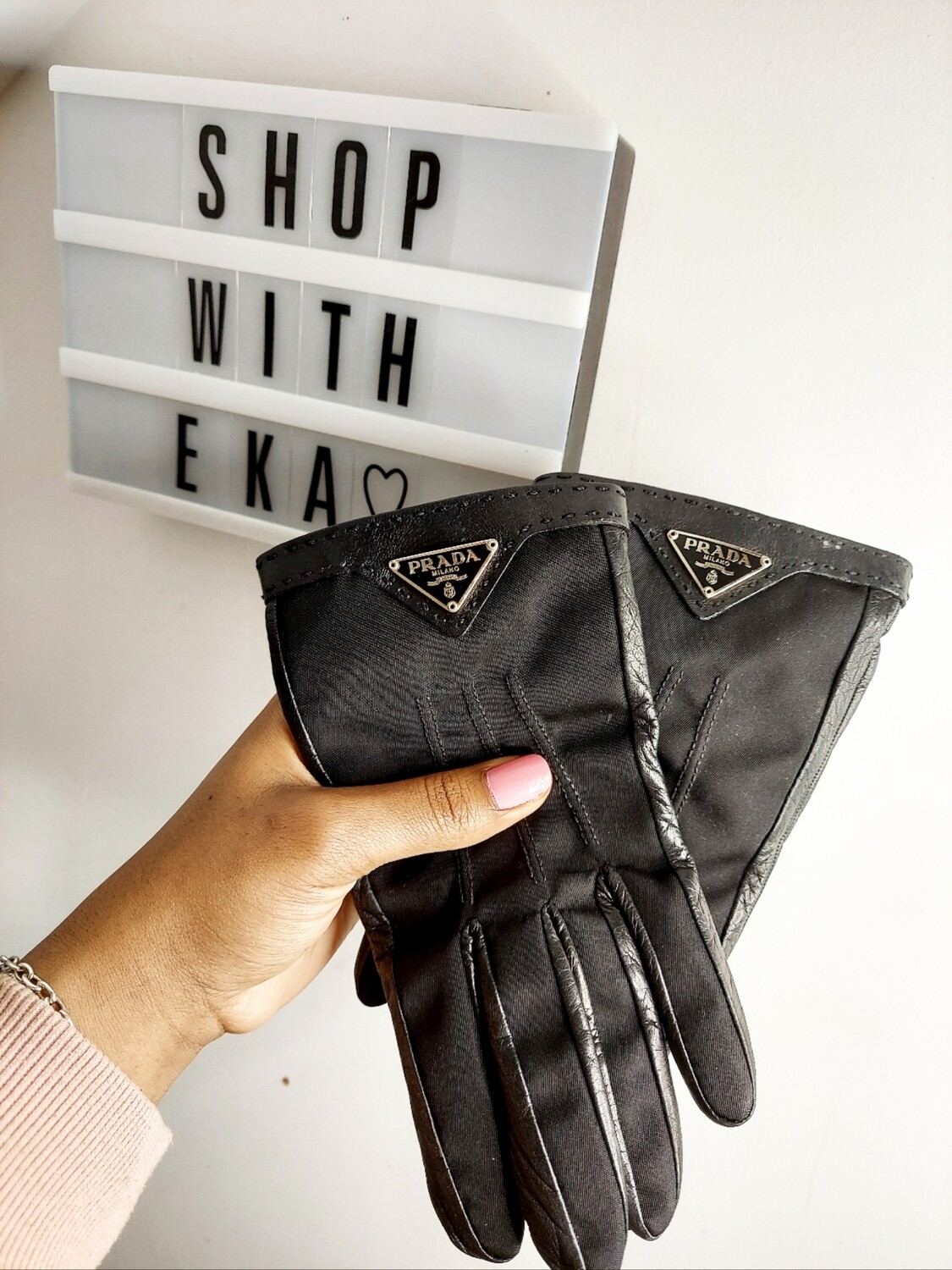 Prada Leather Winter Gloves