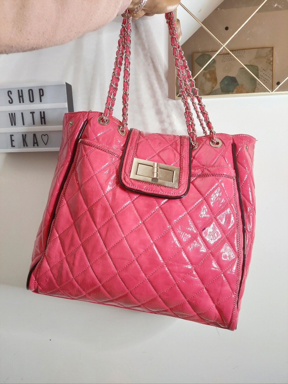 used huge pink quilted puse